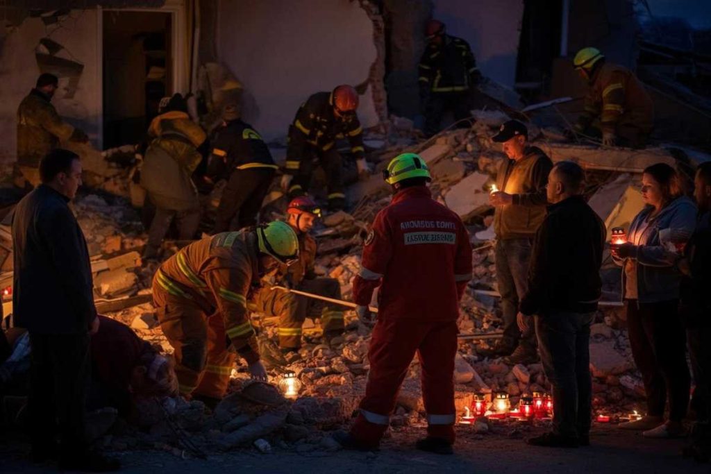 Kiev: un edificio residenziale colpito, la speranza si nasconde tra le macerie