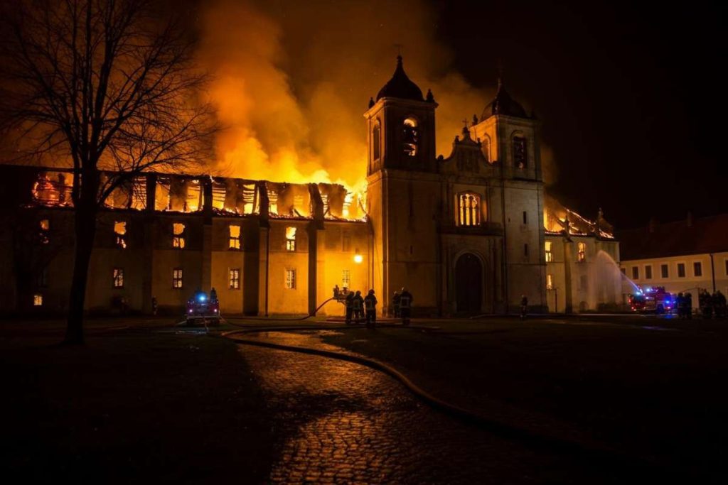 Fiamme devastanti avvolgono il monastero di Bernaga a Lecco