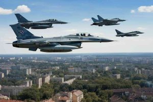 Jet polacchi in volo per contrastare il massiccio attacco russo sull'Ucraina